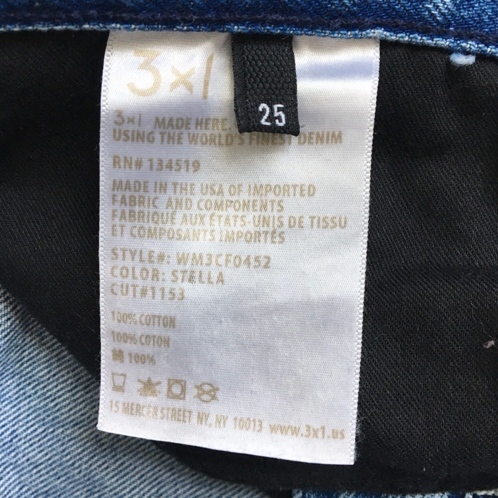 3x1 NYC Fringe Hem Buttonfly Mid rise Crop Jeans 25 - Picture 10 of 17